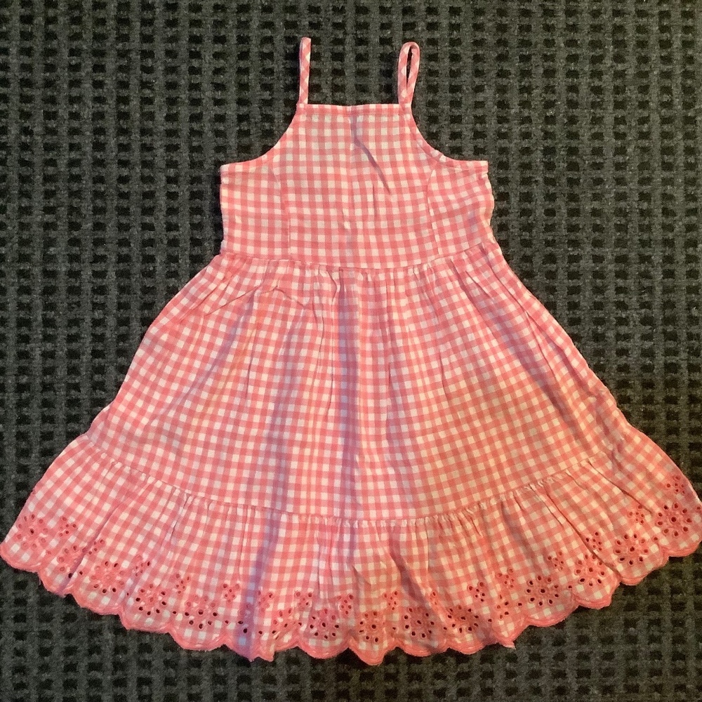 Old Navy Easter spring summer pink gingham eyelet ruffle sun dress 5T